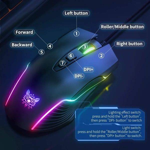 ⁦Onikuma cw905 wireless RGB mouse⁩ - الصورة ⁦2⁩