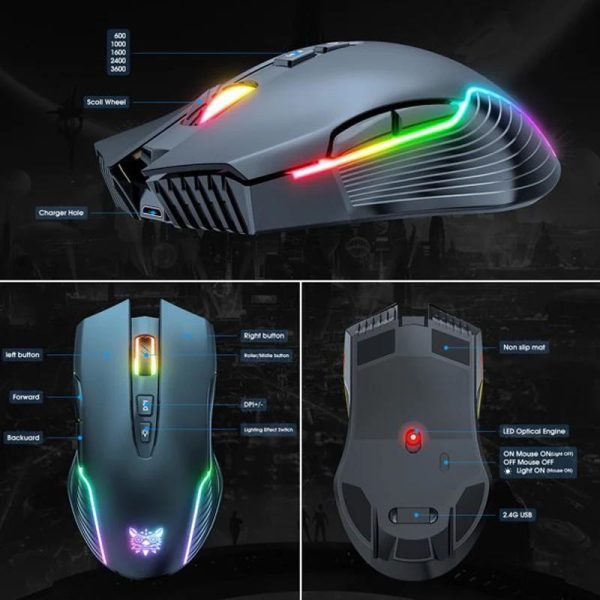 ⁦Onikuma cw905 wireless RGB mouse⁩ - الصورة ⁦3⁩