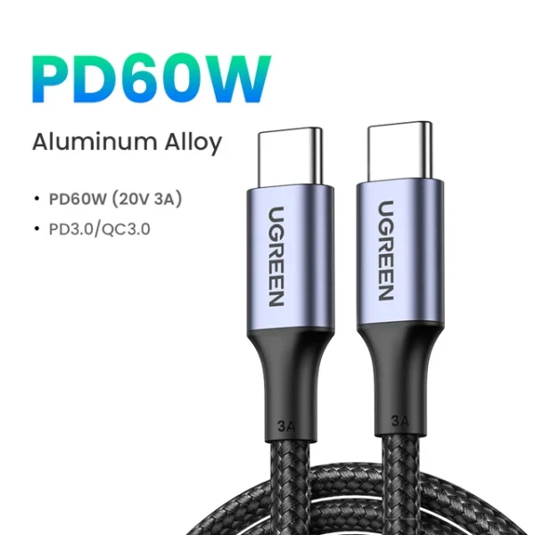 ⁦UGREEN 5A 100W E-Marker USB 2.0 Type C To Type C⁩ - الصورة ⁦1⁩