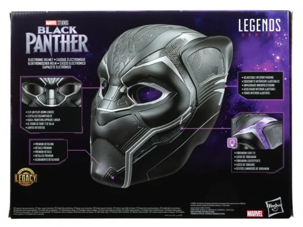 ⁦Black Panther Marvel Legends Legacy Collection Black Panther 1:1 Scale Wearable Electronic Helmet (open box)⁩ - الصورة ⁦3⁩