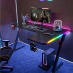 Gamax P201-RB RGB Carbon fiber Gaming Table 140*100*74 cm with Mousepad (L Shape - left) - Black (Installation Not Included)