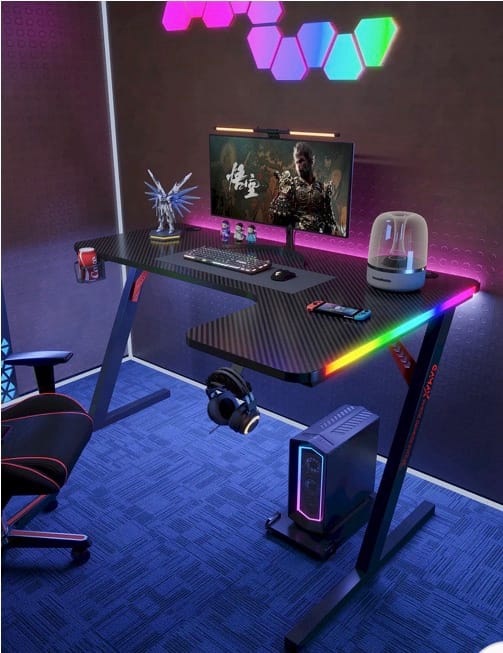 screenshot-24 Gamax P201-RB RGB Carbon fiber Gaming Table 140*100*74 cm with Mousepad (L Shape - left) - Black (Installation Not Included) - Image 1