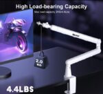 ⁦White Heavy-Duty Microphone Desk Arm Stand, 360 Degree Rotatable with Built-In Cable Management, for Podcast, Video, Gaming, Radio, Studio, Recording)ستاند بدون مايك⁩ - الصورة ⁦2⁩
