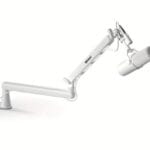 White Heavy-Duty Microphone Desk Arm Stand, 360 Degree Rotatable with Built-In Cable Management, for Podcast, Video, Gaming, Radio, Studio, Recording)ستاند بدون مايك