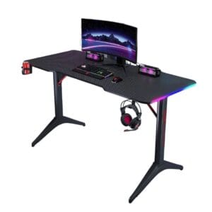 Gamax D2208B RGB Carbon fiber Gaming Table 120*60*74 cm with Mousepad - Black (Installation Not Included)