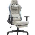 Gamax Gaming Chair model BS-7970 with Foot Rest - Light Gray ( Installation not included )