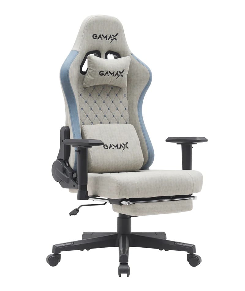 img_0652 Gamax Gaming Chair model BS-7970 with Foot Rest - Light Gray ( Installation not included ) - الصورة 1