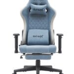 Gamax Gaming Chair model BS-7970 with Foot Rest - Light Blue ( Installation not included )