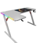 Gamax P201-LW RGB Carbon fiber Gaming Table 140*100*74 cm with Mousepad (L Shape - Left) - White (Installation Not Included) - Image 2