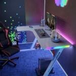 Gamax P201-LW RGB Carbon fiber Gaming Table 140*100*74 cm with Mousepad (L Shape - Left) - White (Installation Not Included)
