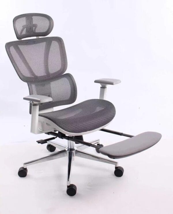 Black Bull UMGC6002B mesh office and gaming Chair With footrest , adjustable Headrest up & down 3D armrest , load weight: 130kg ,white / Gray (Assembly not Included) - Image 4