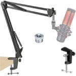 Boom Arm Mic Stand, Adjustable Suspension Boom Scissor Arm Stand,with Table Clamp Adapter,for HyperX QuadCast, QuadCast S RGB USB Condenser Microphone(without Microphone) بدون مايك