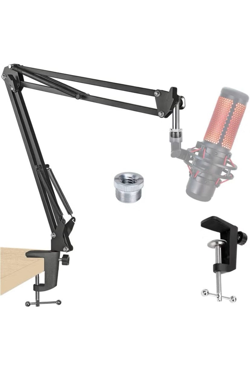 screenshot-86 Boom Arm Mic Stand, Adjustable Suspension Boom Scissor Arm Stand,with Table Clamp Adapter,for HyperX QuadCast, QuadCast S RGB USB Condenser Microphone(without Microphone) بدون مايك - Image 1