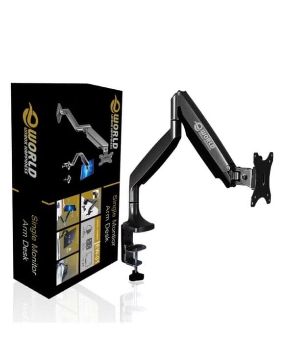 Single Monitor Arm Desk Mount with Gas Spring and Full Motion Articulating Height Adjustable Wing Which Fits 21 22 23 24 27 30 32 Inch VESA Computer Screen - Image 2