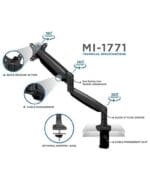Single Monitor Arm Desk Mount with Gas Spring and Full Motion Articulating Height Adjustable Wing Which Fits 21 22 23 24 27 30 32 Inch VESA Computer Screen - Image 3