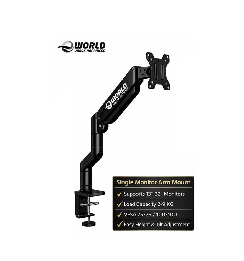 screenshot-90 Single Monitor Arm Desk Mount with Gas Spring and Full Motion Articulating Height Adjustable Wing Which Fits 21 22 23 24 27 30 32 Inch VESA Computer Screen - Image 1