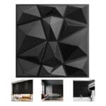 Inside 12 pcs -  50*50cm Decorative 3D Wall Panels in Diamond Design,PVC 3D Wall Decor Panels,PVC 3D Wall Panel Diamond,3D Textured Wall Panels,for Interior Wall Decor (Black)