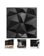 Inside 12 pcs -  50*50cm Decorative 3D Wall Panels in Diamond Design,PVC 3D Wall Decor Panels,PVC 3D Wall Panel Diamond,3D Textured Wall Panels,for Interior Wall Decor (Black)