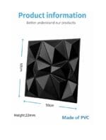 ⁦Inside 12 pcs -  50*50cm Decorative 3D Wall Panels in Diamond Design,PVC 3D Wall Decor Panels,PVC 3D Wall Panel Diamond,3D Textured Wall Panels,for Interior Wall Decor (Black)⁩ - الصورة ⁦2⁩