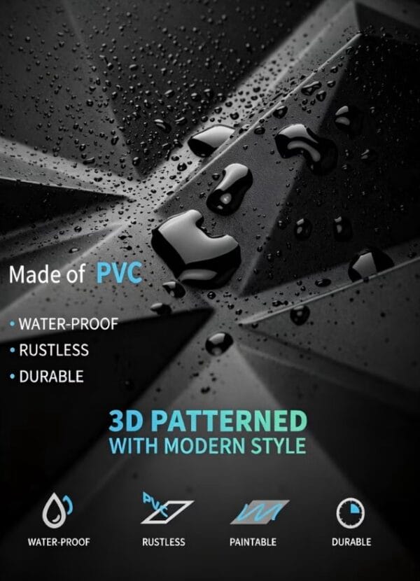 ⁦Inside 12 pcs -  50*50cm Decorative 3D Wall Panels in Diamond Design,PVC 3D Wall Decor Panels,PVC 3D Wall Panel Diamond,3D Textured Wall Panels,for Interior Wall Decor (Black)⁩ - الصورة ⁦5⁩
