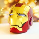 Iron Man Cosplay Helmet MK5 Electric Voice (Jarvis) Control Helmet Led Eyes Metal Mask (bright gold) خوذه ايرون مان جارفيس