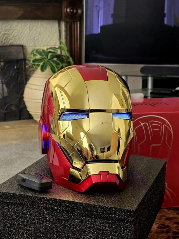 Iron Man Cosplay Helmet MK5 Electric Voice (Jarvis) Control Helmet Led Eyes Metal Mask (bright gold) خوذه ايرون مان جارفيس - Image 2