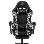 Royal Gaming Chair with Adjustable Headrest, Lumbar Pillow and Footrest - (BLACK ARMY GRAY)