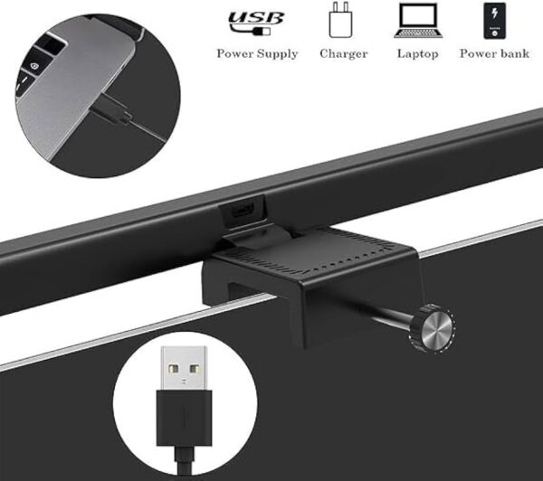 Monitor Light Bar with Touch Control, USB Powered LED Screen Light, 3 Color Modes, Stepless Dimming, Anti-Glare Eye Protection Desk Lamp for Laptop & Computer Screen (USB CHARGER NOT INCLUDED) - Image 4