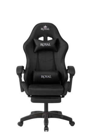 Royal Gaming Chair with Adjustable Headrest, Lumbar Pillow and Footrest - ( BLACK )