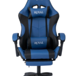 Royal Gaming Chair with Adjustable Headrest, Lumbar Pillow and Footrest - (BLUE-BLACK)