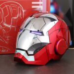 ⁦Iron Man Cosplay Helmet MK5 Electric Voice (Jarvis) Control Helmet Led Eyes Metal Mask (SILVER-RED) خوذه ايرون مان جارفيس⁩ - الصورة ⁦2⁩