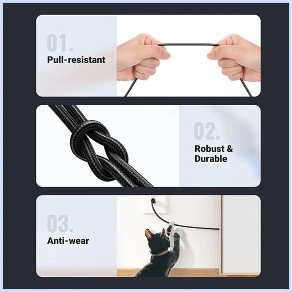 ⁦UGREEN CAT8 Shielded Round Braided Cable Modular Plugs 2m⁩ - الصورة ⁦5⁩