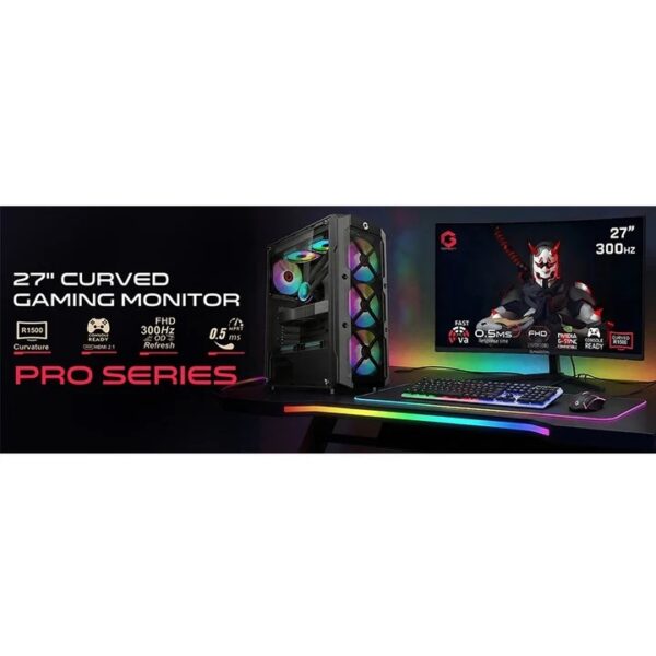 GAMEON GOC27F300 27" FHD, Ultra Fast 300 Hz, 0.5 ms, Fast VA Curved Gaming Monitor R1500, HDMI 2.1 - Black - Image 4