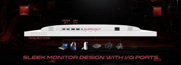 ⁦GAMEON GOAD27QHD240IPS Dominator Series 27" QHD, 240Hz, MPRT 0.5ms, HDMI 2.1, Fast IPS Gaming Monitor (Supports PS5) - White⁩ - الصورة ⁦10⁩
