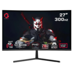 GAMEON GOC27F300 27" FHD, Ultra Fast 300 Hz, 0.5 ms, Fast VA Curved Gaming Monitor R1500, HDMI 2.1 - Black