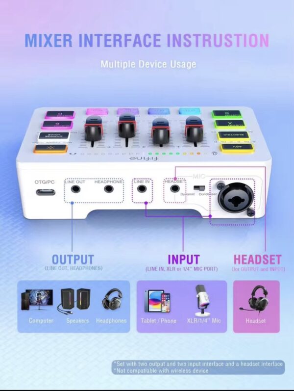 ⁦Fifine audio Mixer - white⁩ - الصورة ⁦3⁩