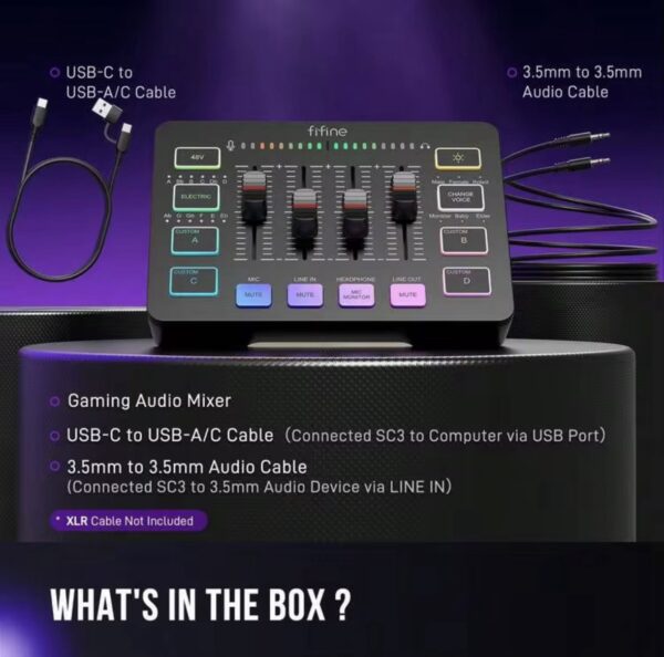 ⁦Fifine audio Mixer - black⁩ - الصورة ⁦3⁩