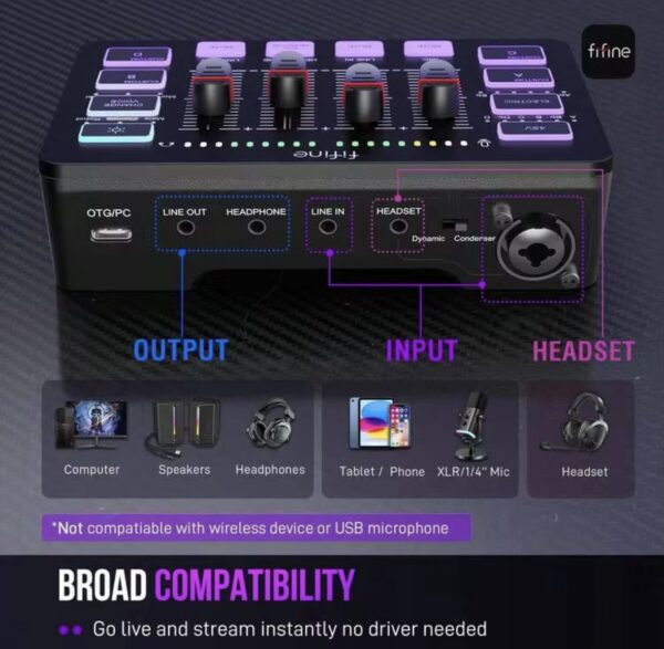 ⁦Fifine audio Mixer - black⁩ - الصورة ⁦2⁩